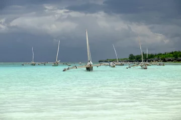 Photo sur Plexiglas Plage de Nungwi, Tanzanie Mnemba Island is a single small island located about 3 km off the northeast coast of Unguja, the largest island of the Zanzibar Archipelago