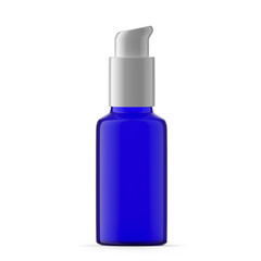 30ml 1 oz Blue Glass Pump Bottle. Isolated
