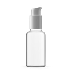30ml 1 oz Clear Glass Pump Bottle. Isolated