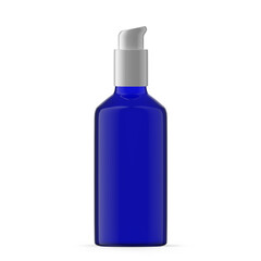 100ml 3 oz blue glass pump bottle. Isolated