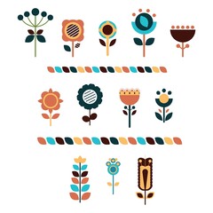 Flowers, design elements, beautiful floral motifs. Elements of flowers