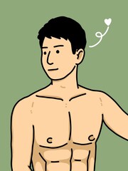 Fototapeta premium cute man cartoon on green background