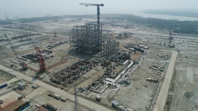 arial view of a thermal power plant under consrtuction