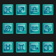 Set of zodiac signs vector illustration. Set of  icons isolated on black background