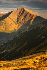 Beautiful autumn in the Western Tatras. Yellow and orange grasses create an amazing atmosphere. The...