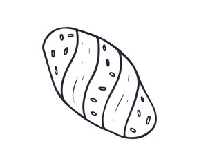 bread drawing isolated on white background - bread for coloring book