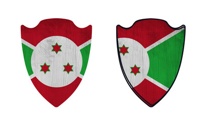 World countries. Shield symbol in colors of national flag. Burundi