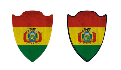World countries. Shield symbol in colors of national flag. Bolivia