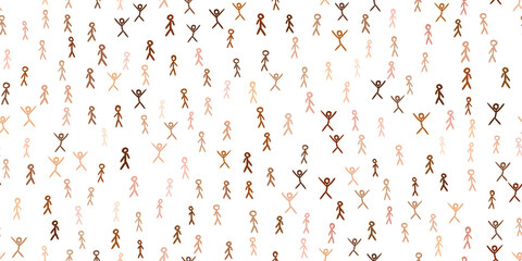 Many stick figures seamless pattern, Diversity people skin color random arrangement, Overpopulation problem too many people on planet concept, Crowd hand drawn stickman vector illustration background