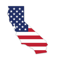 california state map shape with usa flag