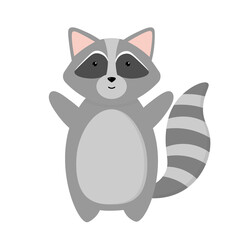 A cute cartoon happy raccoon kid art