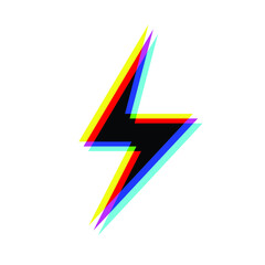 Thunder bolt lighting flash logo . Glitch effect .Electric power design element . Vector illustration.