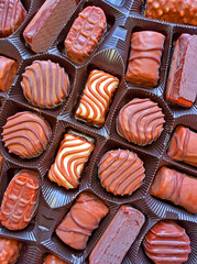 very tasty chocolate candies in a box