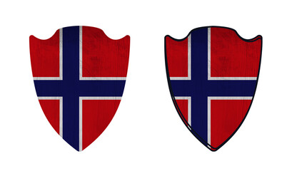 World countries. Shield symbol in colors of national flag. Norway