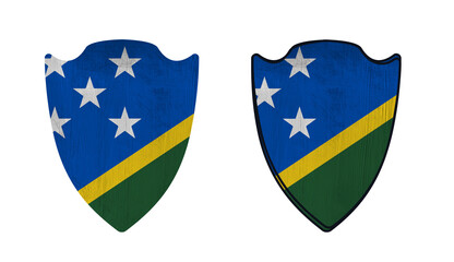 World countries. Shield symbol in colors of national flag. Solomon Islands