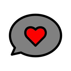 text bubble heart vector line for web, presentation, logo, Icon Symbol.