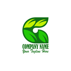 letter g logo template, tree leaf design vector