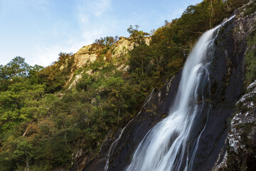 Obraz na płótnie Canvas Close-up view of Aber Falls in Wales