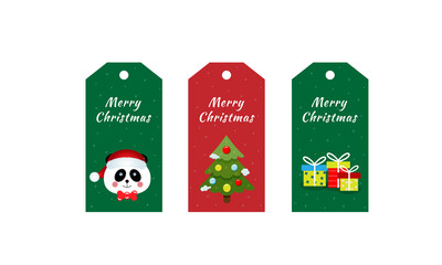 Christmas  tags with christmas tree.Christmas gift tags set.Vector illustration.Labels Set.Collection of Christmas and New Year cute. Xmas design.