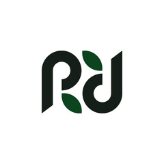 Letter R leaf logo identity. Simple leaf initial rd organic logo for botanical brand identity - obrazy, fototapety, plakaty