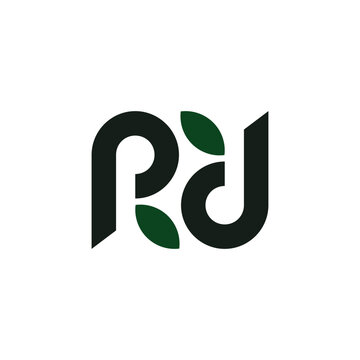 Letter R leaf logo identity. Simple leaf initial rd organic logo for botanical brand identity
