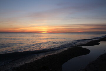 Agon-Coutainville, Normandie, France - coucher de soleil, mer, oiseaux