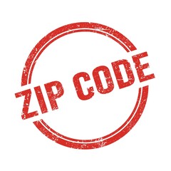 ZIP CODE text written on red grungy round stamp.