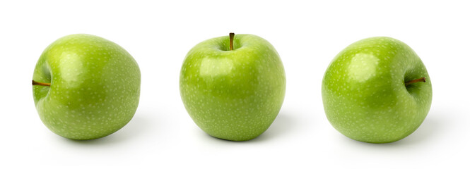 fresh green apple isolated on white background, collection..