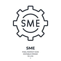 SME concept small and medium sized enterprises editable stroke outline icon isolated on white background flat vector illustration. Pixel perfect. 64 x 64.