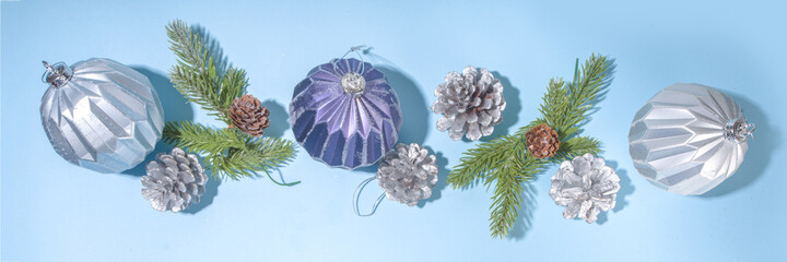 Christmas blue silver background