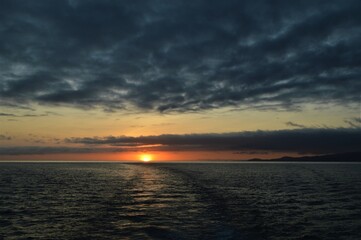 Fototapeta na wymiar Sunset in Fernandina island, Galapagos