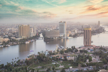 Beautiful view of the center of Cairo and the Opera building from the Cairo Tower in Cairo, Egypt
