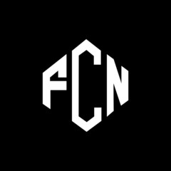 FCN letter logo design with polygon shape. FCN polygon and cube shape logo design. FCN hexagon vector logo template white and black colors. FCN monogram, business and real estate logo.