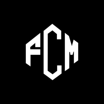FCM letter logo design with polygon shape. FCM polygon and cube shape logo design. FCM hexagon vector logo template white and black colors. FCM monogram, business and real estate logo.