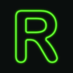 Capital Neon letter R. glowing neon alphabet. Night show alphabet. vector Illustration. eps 10