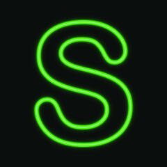 Capital Neon letter S. glowing neon alphabet. Night show alphabet. vector Illustration. eps 10