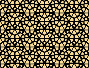 Abstract geometric pattern. A seamless vector background. Gold and black ornament. Graphic modern pattern. Simple lattice graphic design