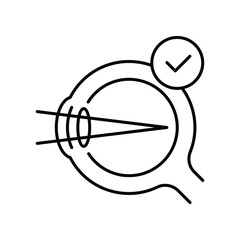 Optometry (eyeball, normal vision). Line icon concept