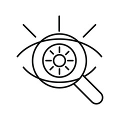 Optometry (retinal examination). Line icon concept - obrazy, fototapety, plakaty