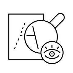 Optometry (blurry vision, fitting lenses). Line icon concept