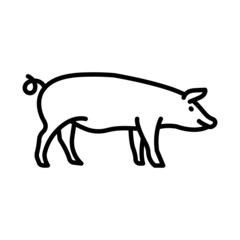 Pig Outline Icon Animal Vector