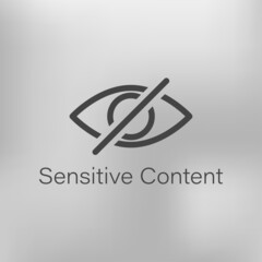 Sensitive content crossed eye on blur background. Censured photo or video warning illustration.