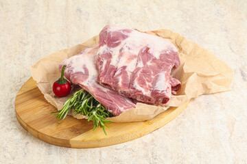 Raw pork ribs for cooking