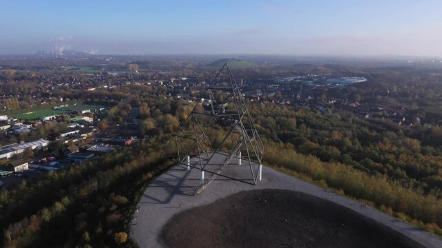 Tetrahedron. Landmark of the German Route of Industrial Culture in the Ruhr region. a grandiose steel sculpture on a disused slag heap in Bottrop.