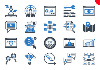 Thin Line Icons Set of Search Engine Optimization