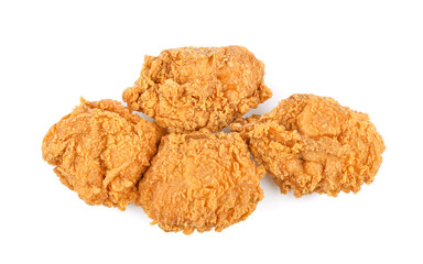 Fried chicken isolated on white background. Top view