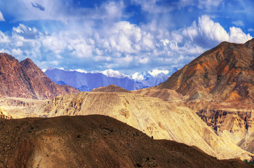 Rocky landscape, ice peaks, blue sky, leh, ladakh, Jammu and Kashmir, India, basgo, himalaya, mountains, natural, travel, clouds, altitude, asia, clouds, colorful, high, snow, landscape, travel, rocks
