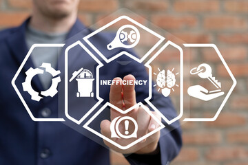 Concept of inefficiency. Unproductiveness business finance work.