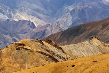 Nice colourful rocks of Moonland, landscape Leh, Jammu Kashmir, India. The Moonland, part of Himalayan mountain, is famous for it's rock formation and texture which looks like a part of moon on earth.