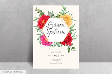 Beautiful Watercolor Floral Wedding Invitation Set with Hand Drawn Peony and Leaves